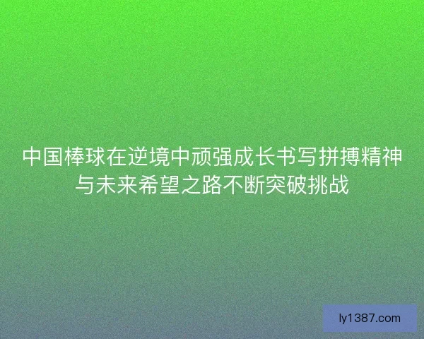 中国棒球在逆境中顽强成长书写拼搏精神与未来希望之路不断突破挑战